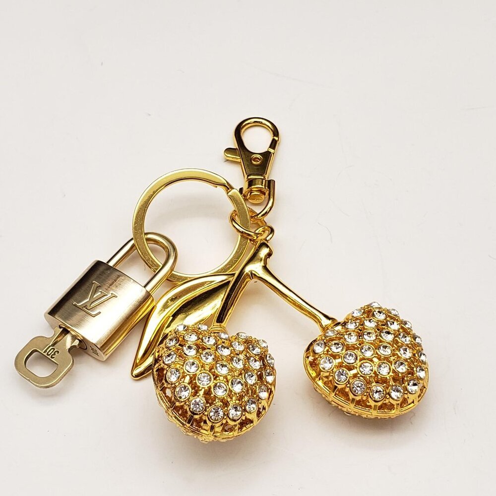 Louis Vuitton Gold Padlock 🔒 Key Set Authentic LV w/ Unbranded Cherry Keychain